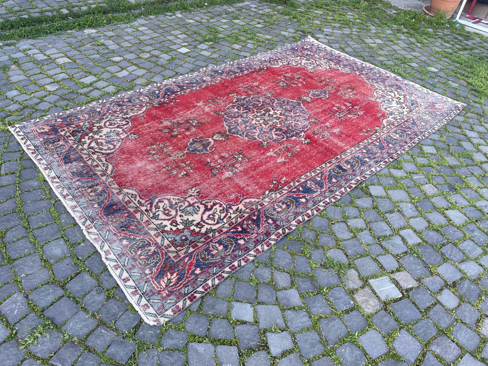 Bohemian Large Rug, Turkish Vintage Rug, Handmade Wool Rug, 5,7 x 9,7 ft