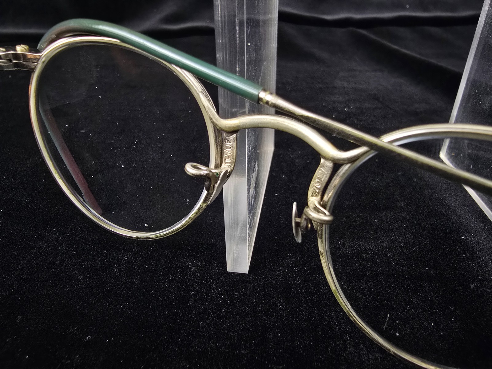Vintage 1930s Round Wire Rim Eyeglasses Ful-Vue Silver Tone Cable Temple Case