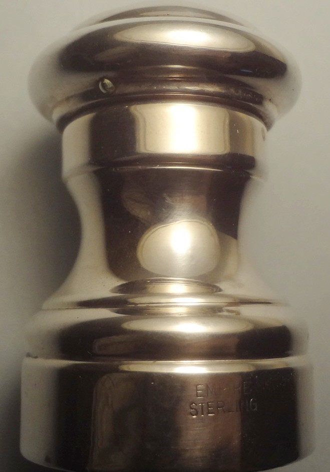 Vintage 1950’s EMPIRE STERLING SILVER SALT SHAKER – Italy WOOD interior -UNUSED