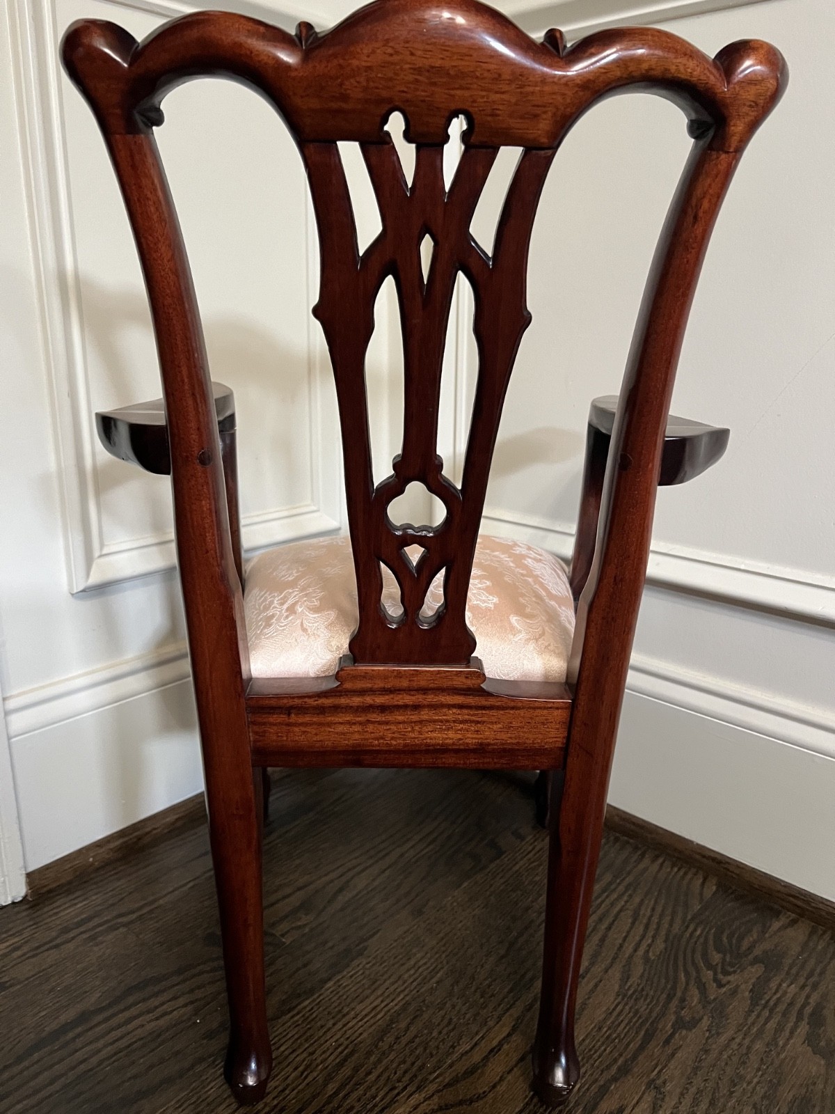 Antique Victorian-style Child’s Mahogany wooden Arm Chair-Carved
