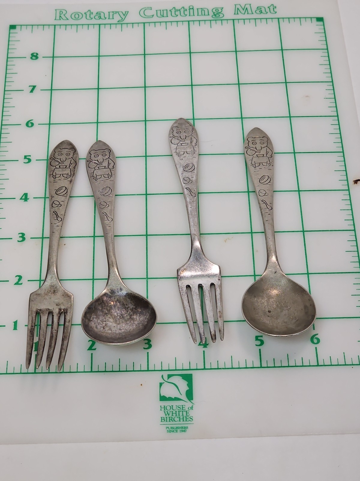 Winthrop VTG Silver Plate Baby Fork And Spoon Three Bears Goldilocks Utensil
