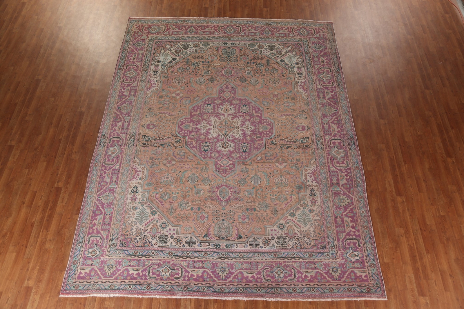 Vintage Geometric Rust/ Purple Tebriz Traditional Hand-knotted Area Rug 10×12
