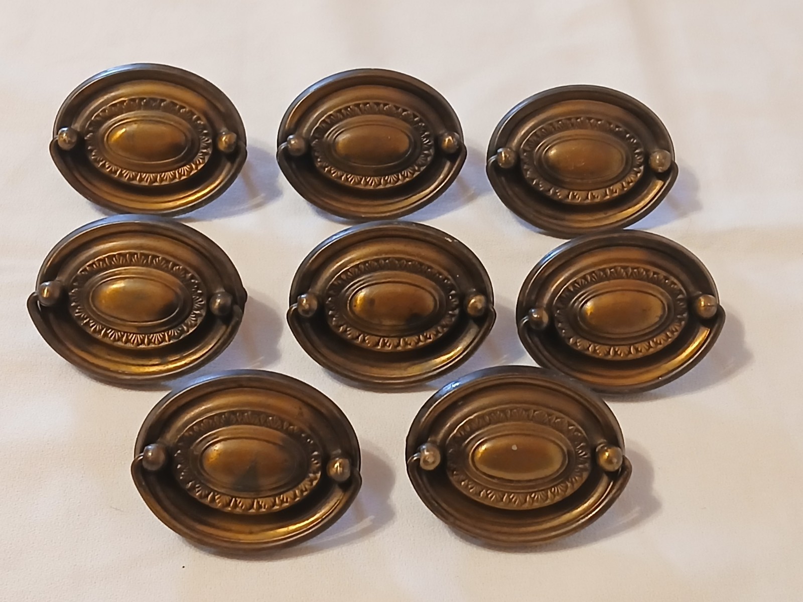 Vintage Metal Hardware Oval Dresser Drawer Drop Pulls – lot of (8)