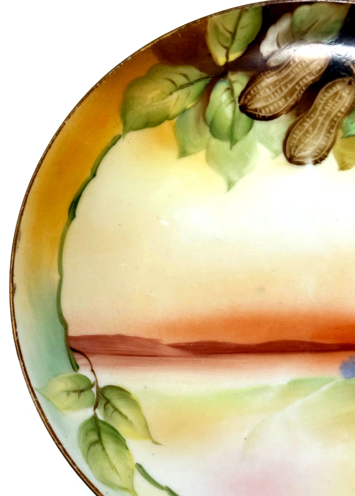 Nut, Candy Plate 1920 REALISTIC 3D PEANUTS Hand Painted Fall Color Nippon 7.5″