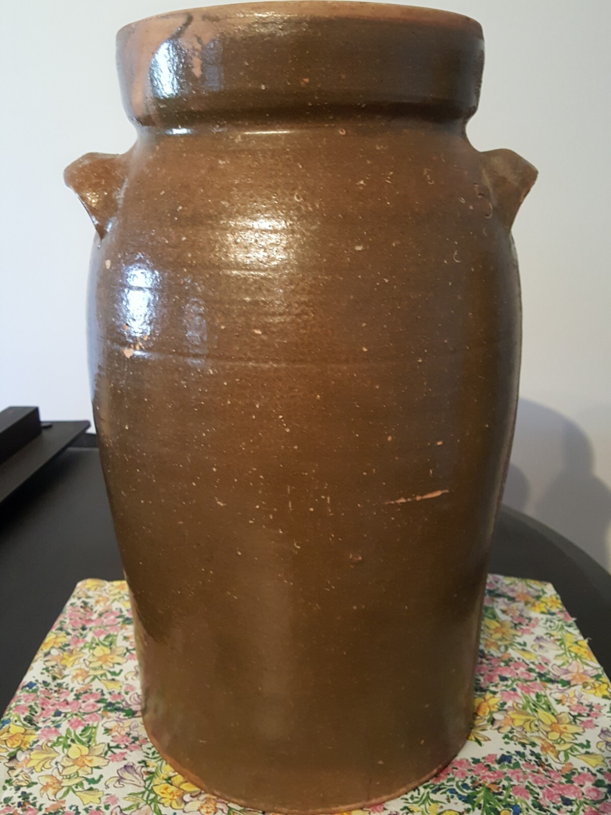 NC POTTERY BUTTER +OTHER CHURN CROCK Ear Handles Brown 5 Gallon 1888-1925