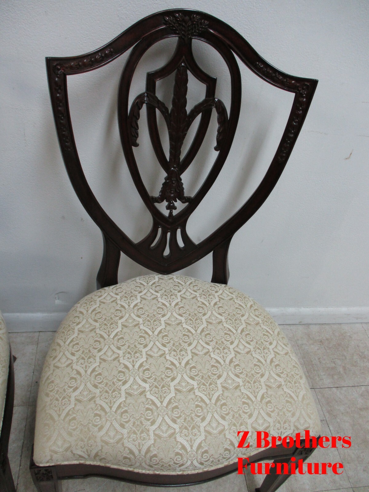 Pair Drexel Mahogany Chippendale Shield Back Dining Side Chairs C