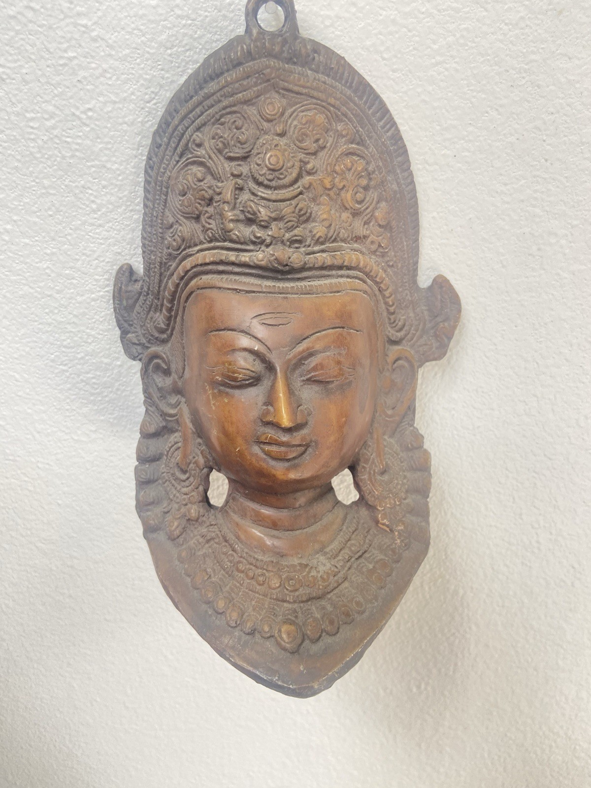 ANTIQUE Carved Buddah Goddess OF TARA Wall Art
