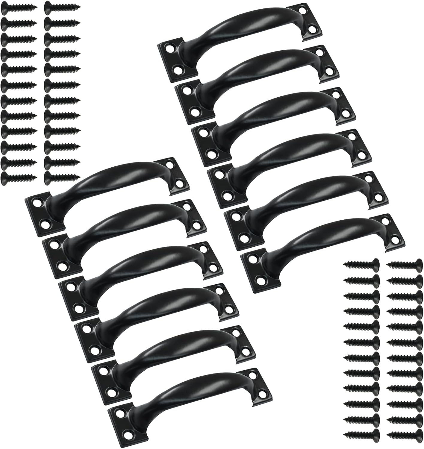 12Pcs 4″ Metal Gate Pull Handles, Black Bow Gate Handle, Screen Door Pull, Vinta