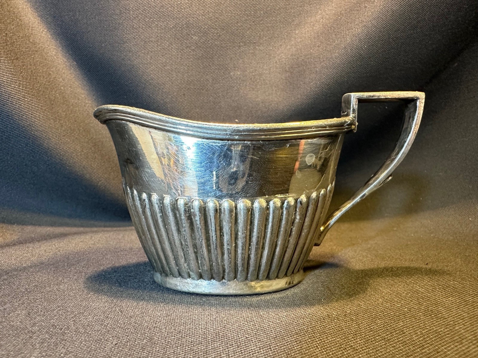 Antique Art Deco Atkin Brothers English Silverplate Ribbed Creamer