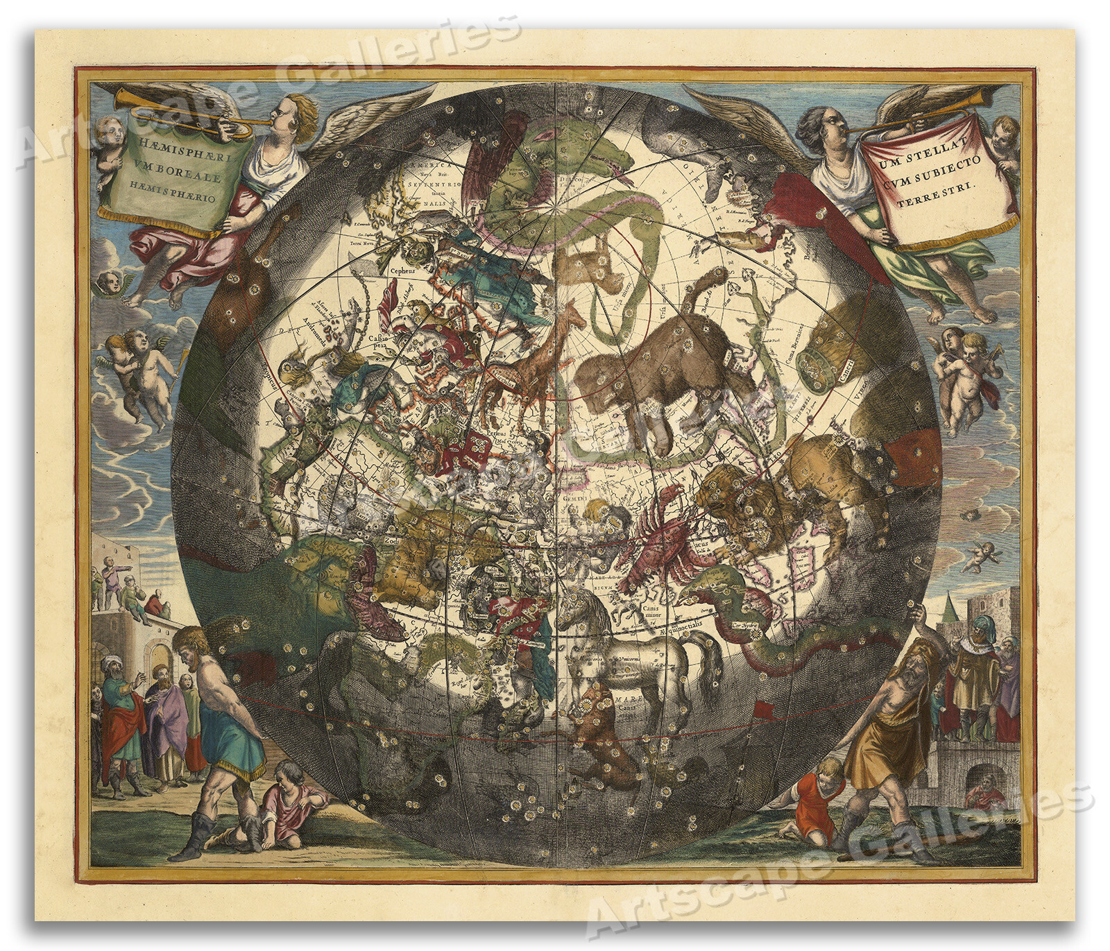 1660 The Northern Stellar Hemisphere – Plate 26 of Harmonia Macrocosmica – 20×24