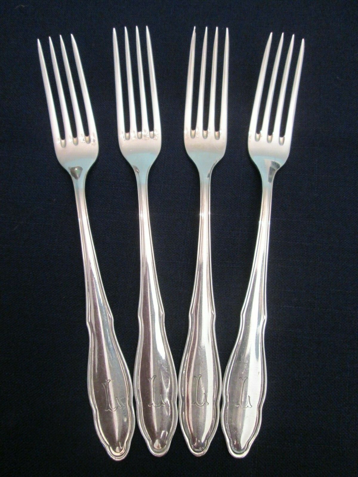 SET 4 LUNCHEON FORKS! Vintage HOMAG European silverplate: HFL7 pattern: LOVELY