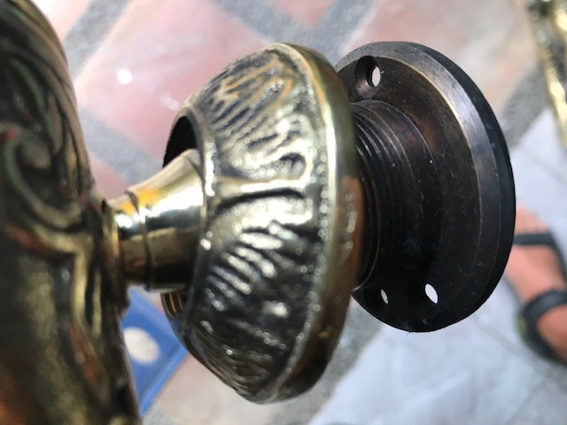 2 large DOOR handle pulls 32 cm solid engraved brass aged old style 13 “
