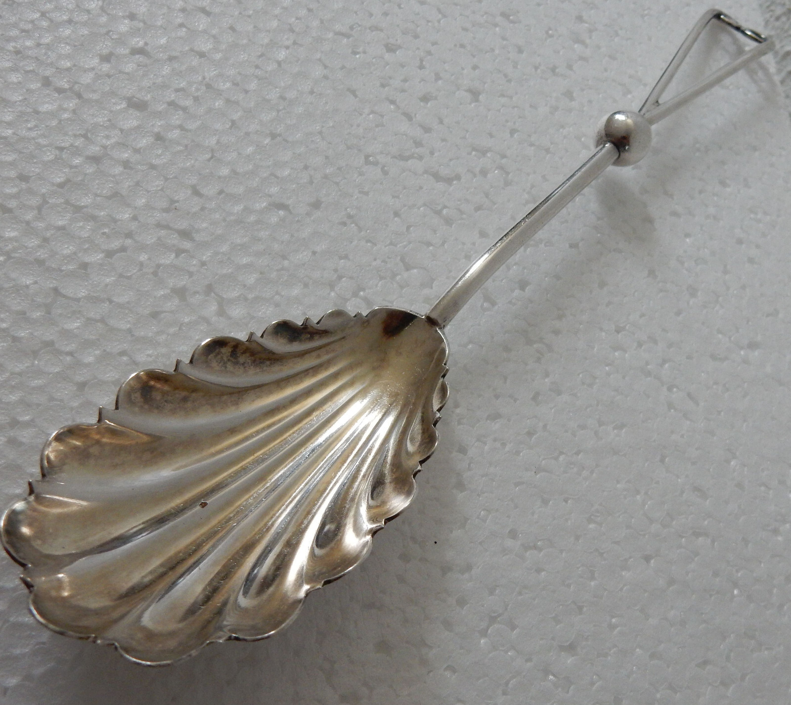 Antique DIXON Silverplate 9 inch Serving Spoon Elegant Shell or Leaf Design
