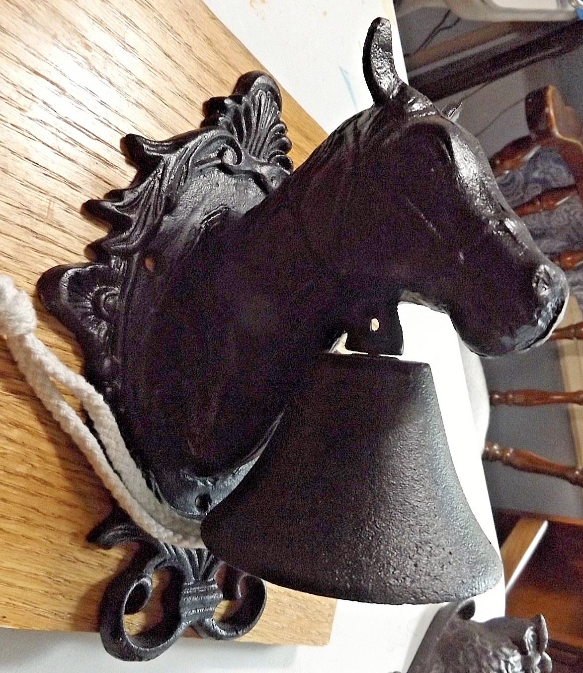 Solid Cast Iron Horse Head Door Bell, Dinner Bell 10″ Tall, 6.5″ Wide 6″ Deep