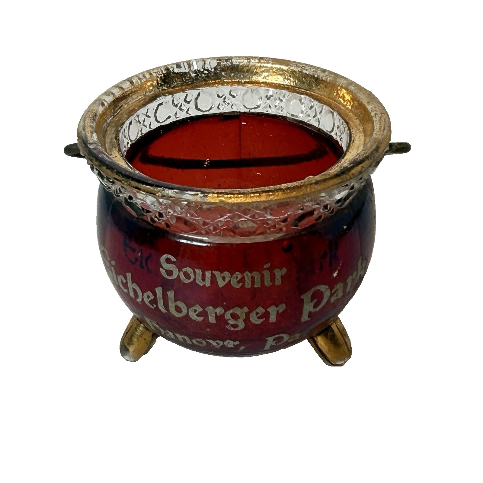 EICHELBERGER PARK HANOVER PA ANTIQUE Ruby Red Flash Souvenir Glass TRINKET