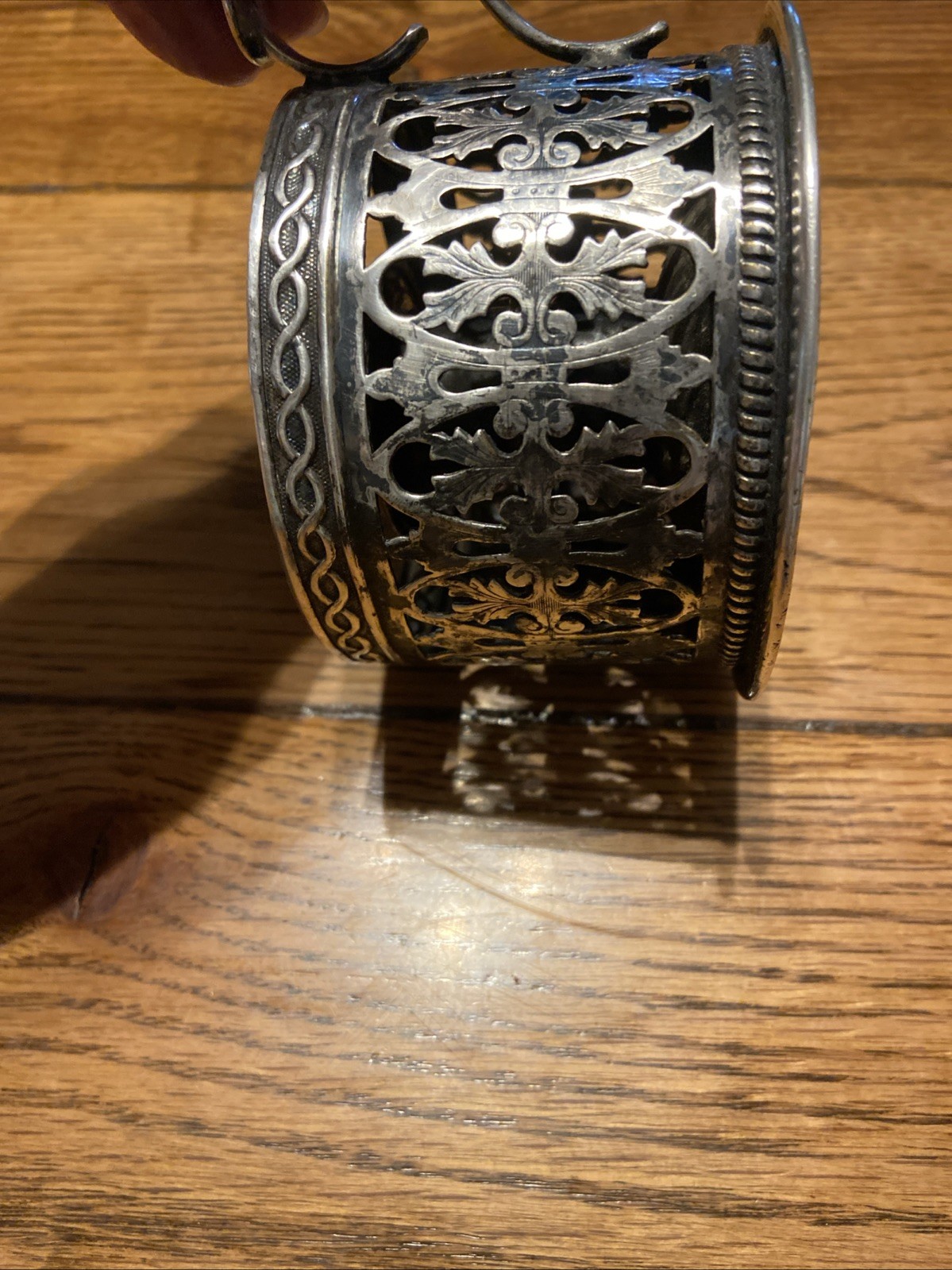 Antique Silver Plated Filigree Chamberstick Candle Holder w/out Snuffer
