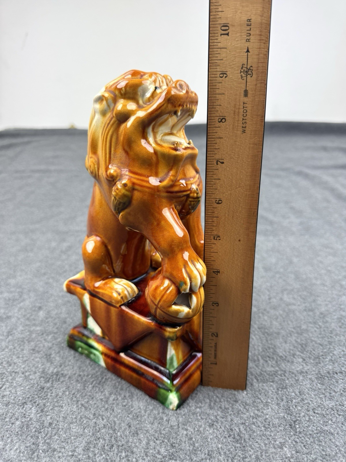 Vintage Chinese Foo Dog Ceramic Lion Statue Figure