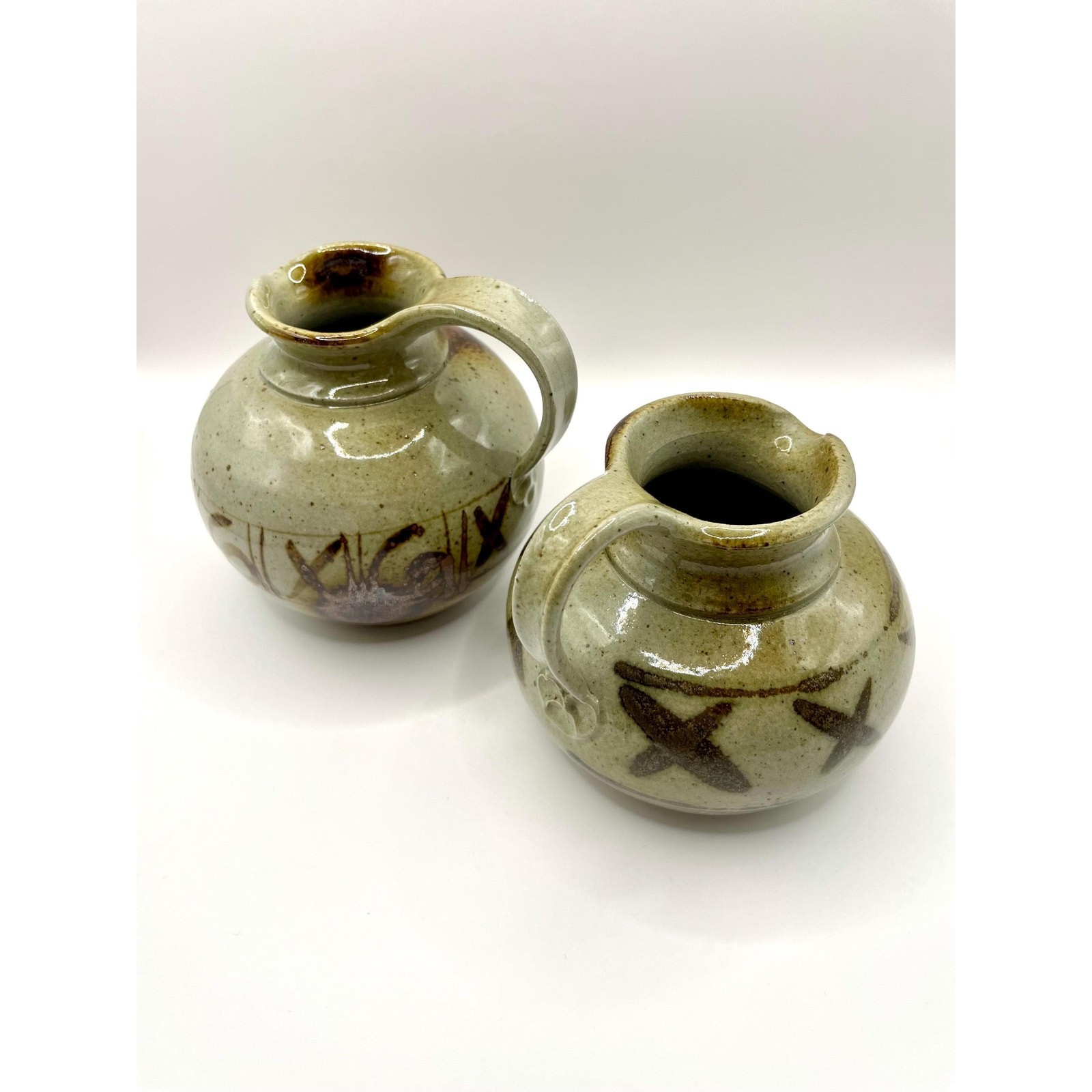 Studio Pottery Signed Valérien Taber Vase Set | Vallauris Ceramic Pitchers