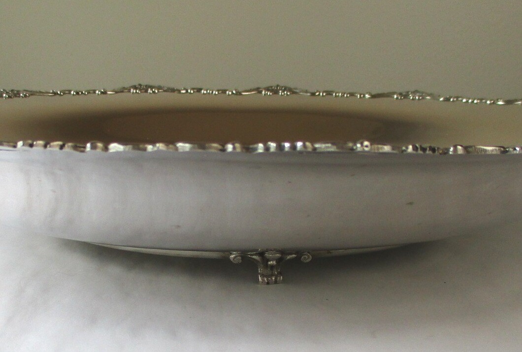 Footed fruit bowl 800 solid silver post WWII Italian 13.5″ with opulent detail
