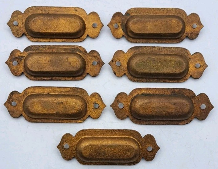 Antique Recessed Window Sash Lifts Pulls Cast Brass Old Vintage Hardware Lot 7
