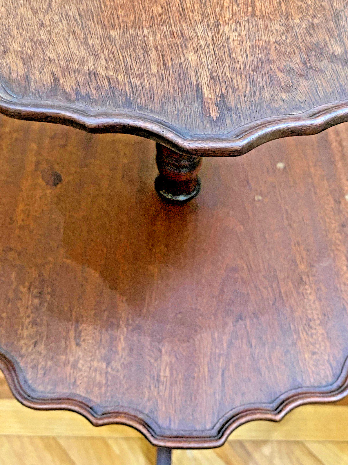 Vtg Ferguson Antique Table 2 Tier Pie Crust Mahogany Wood Claw Foot 30″ Tall