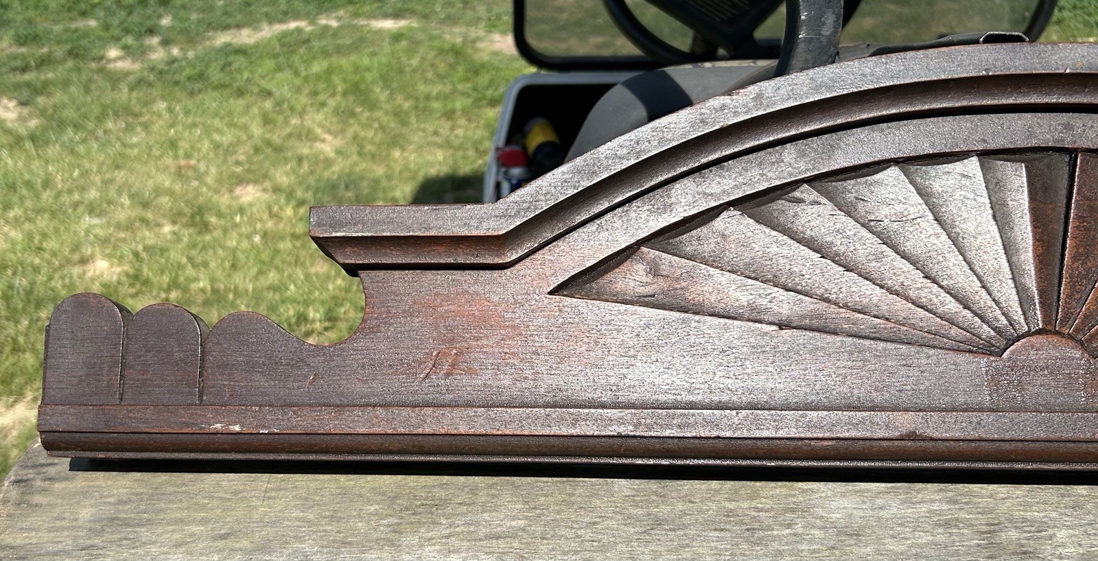 ANTIQUE WALNUT FURNITURE TOPPER, FURNITURE PEDIMENT 35 1/2 WIDE