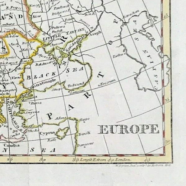 Europe by William Darton for Walkers Geography original engraved 1795 map