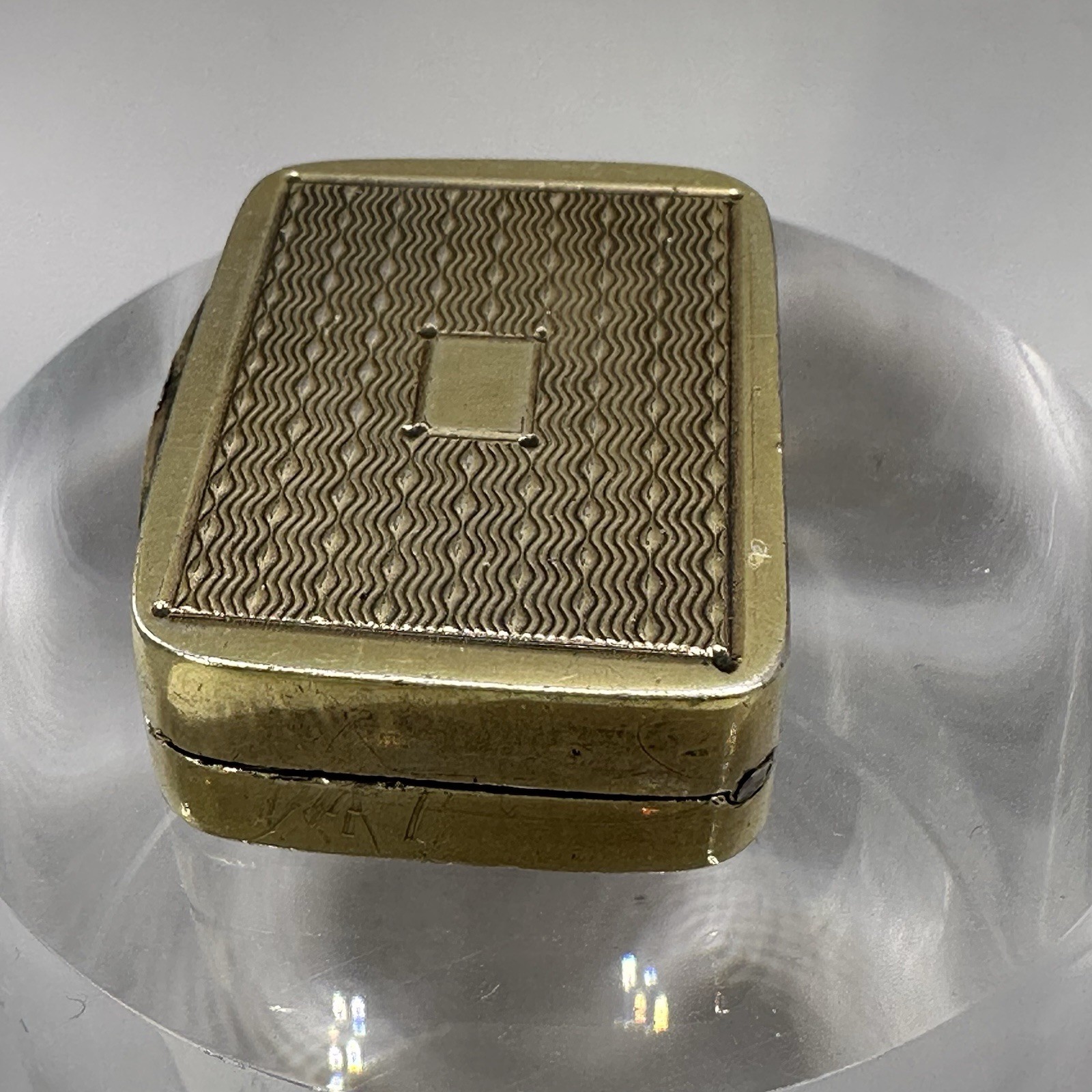 Vinaigrette Box Guilloche Engine Turned Lid Vermeil Sterling Silver MP Mark 1912