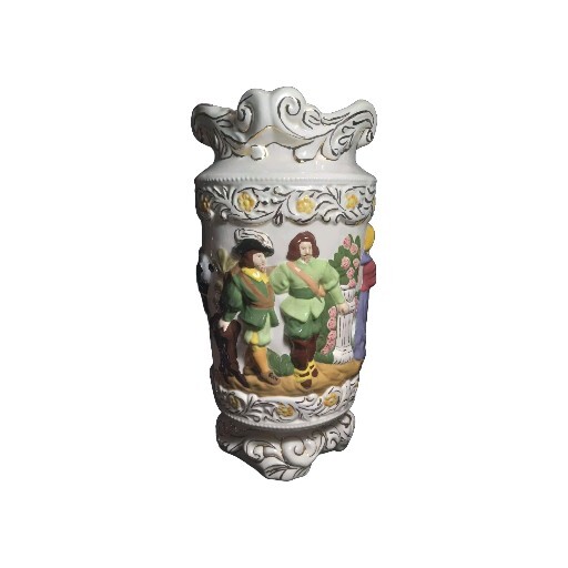 Colonial Theme Ceramic Embossed Handpainted Umbrella Cane Stand Vase 17″x10″ Vtg
