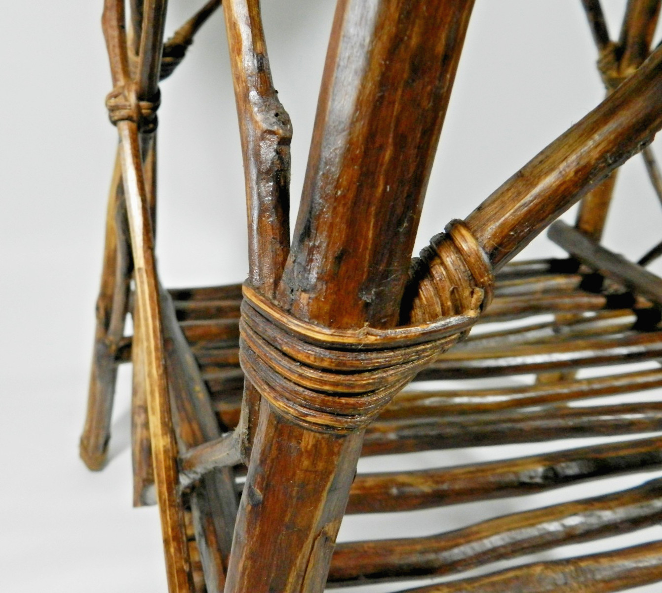 Adirondack Twig Burnt Wood Side Table Pair