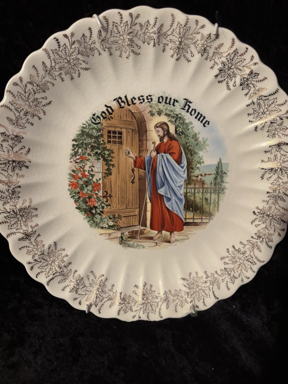 Vtg 50’s Sanders Collector’s Plate, “Christ Knocking At Our Door22K Gold, 1st Ed