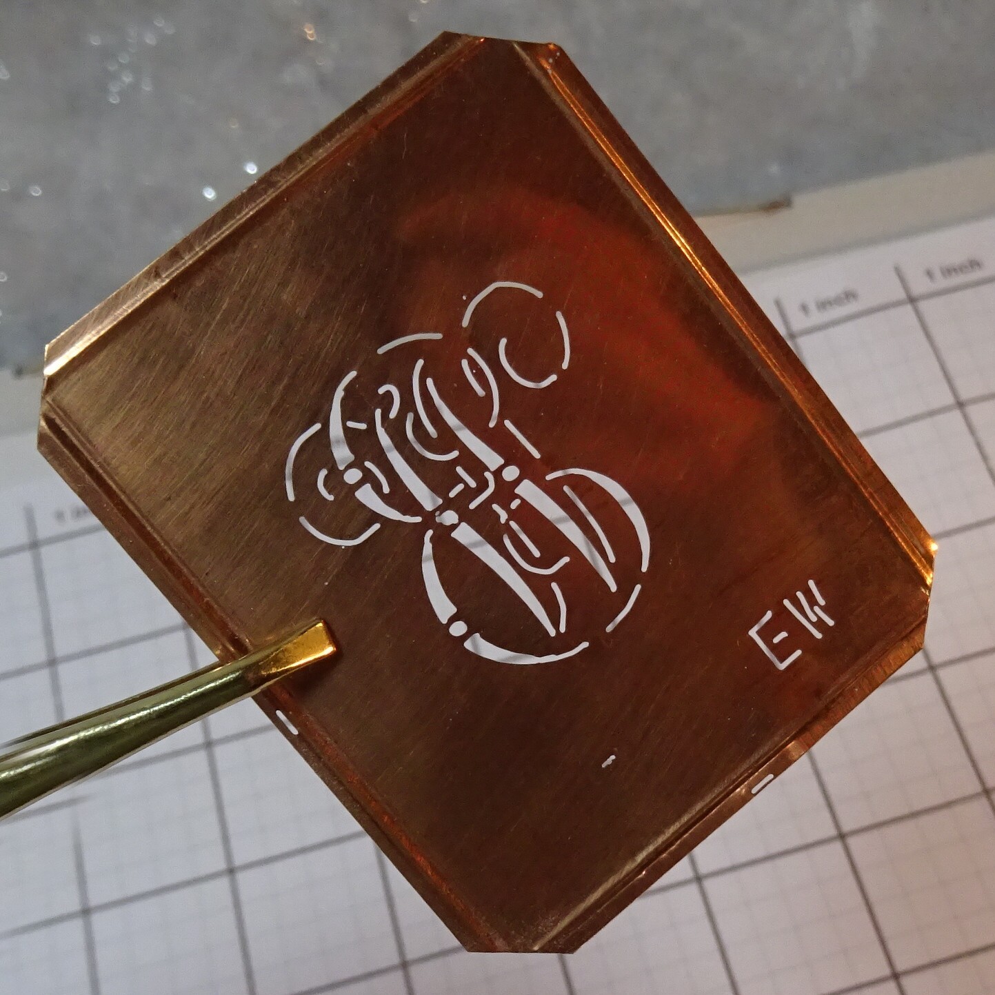 EW E W WE monogram initials letters copper stencil antique family name sign gift