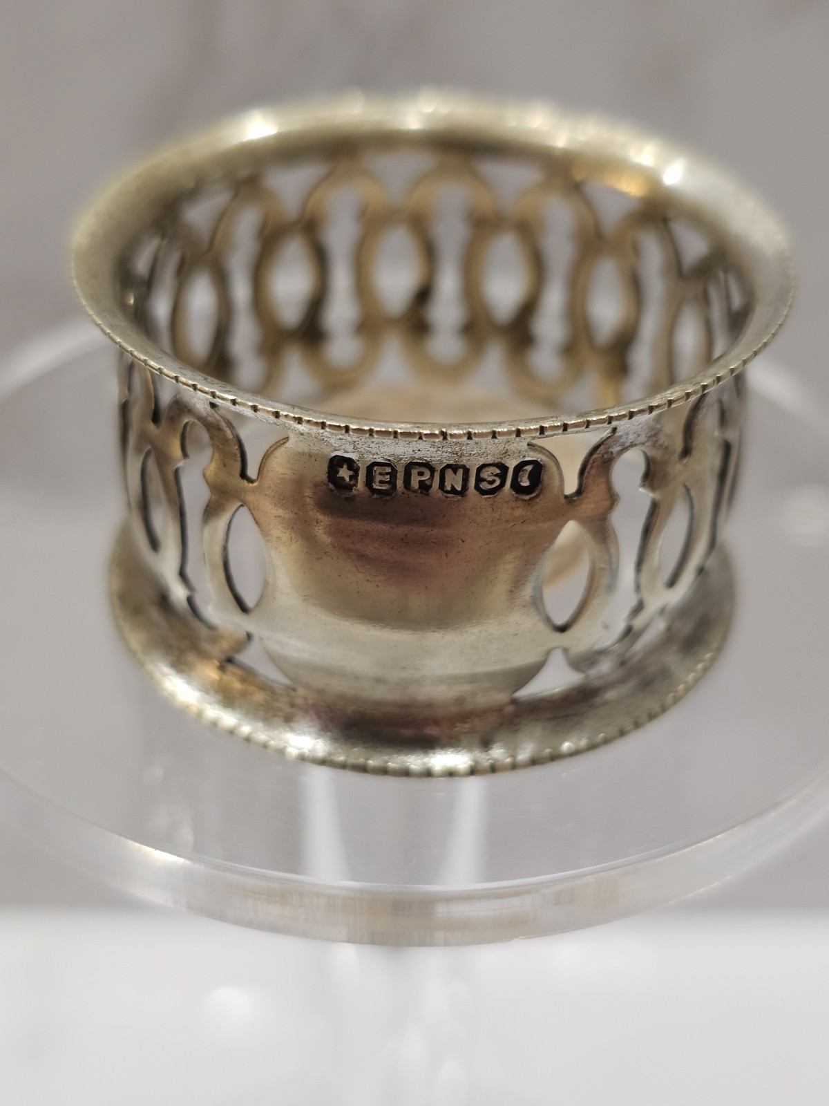 Vintage ? Antique Napkin Ring Victorian Electroplated Nickel Silver EPNS Ornate