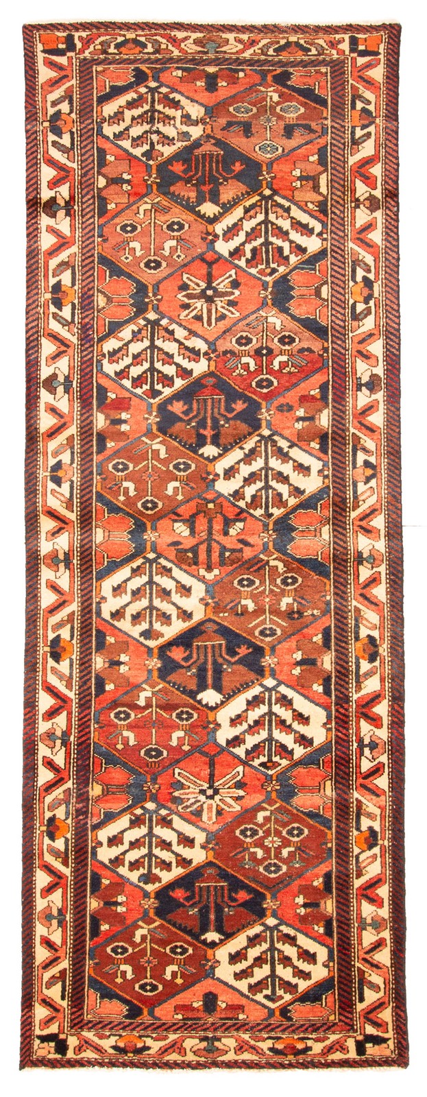 Vintage Hand-knotted Runner Rug 3’6″ x 9’11” Traditional Oriental Wool Carpet