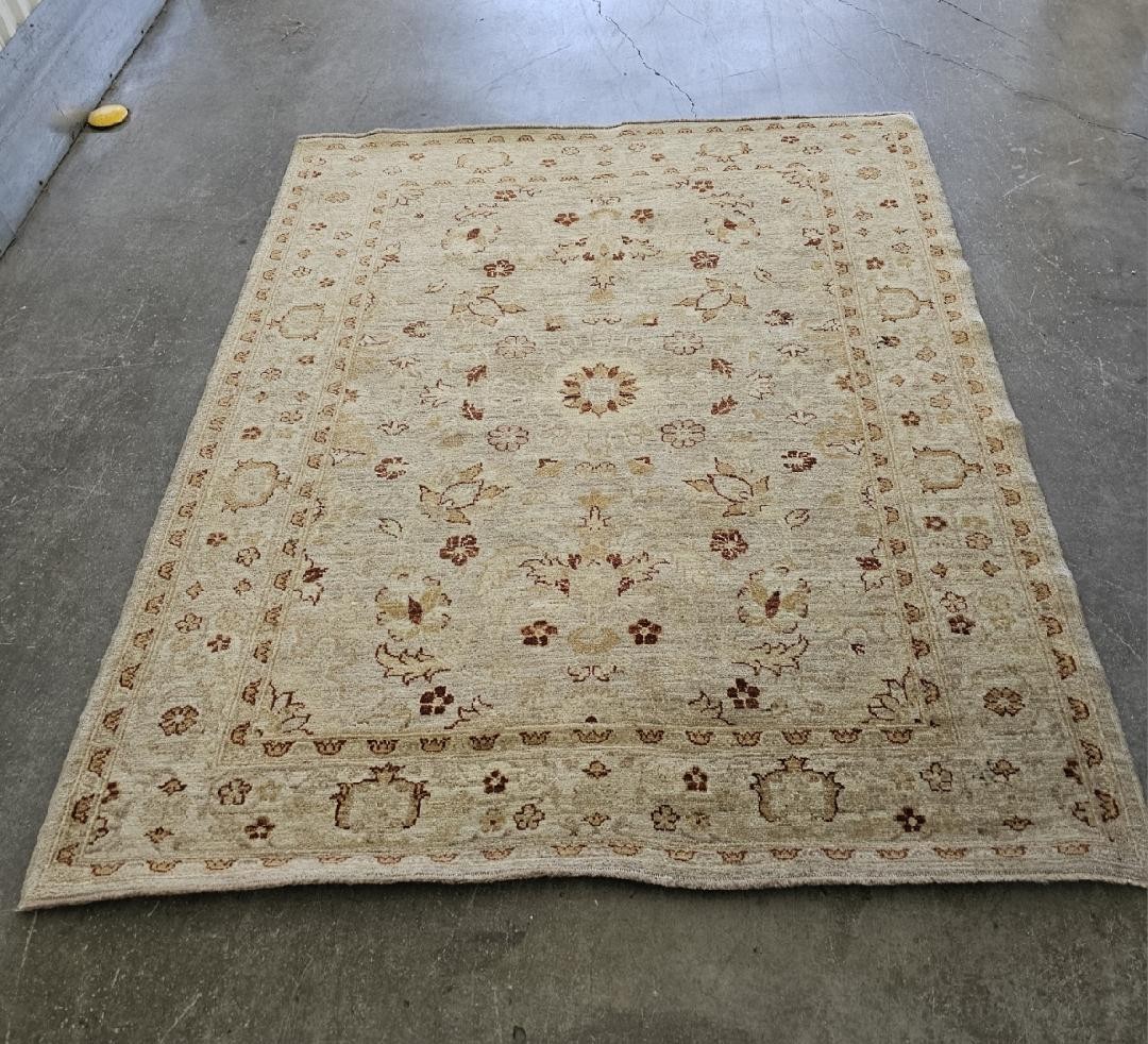 Hand Woven Rug 6’2”X 5’ft Geometric Wool Light Brown By Art Resources Pakistani
