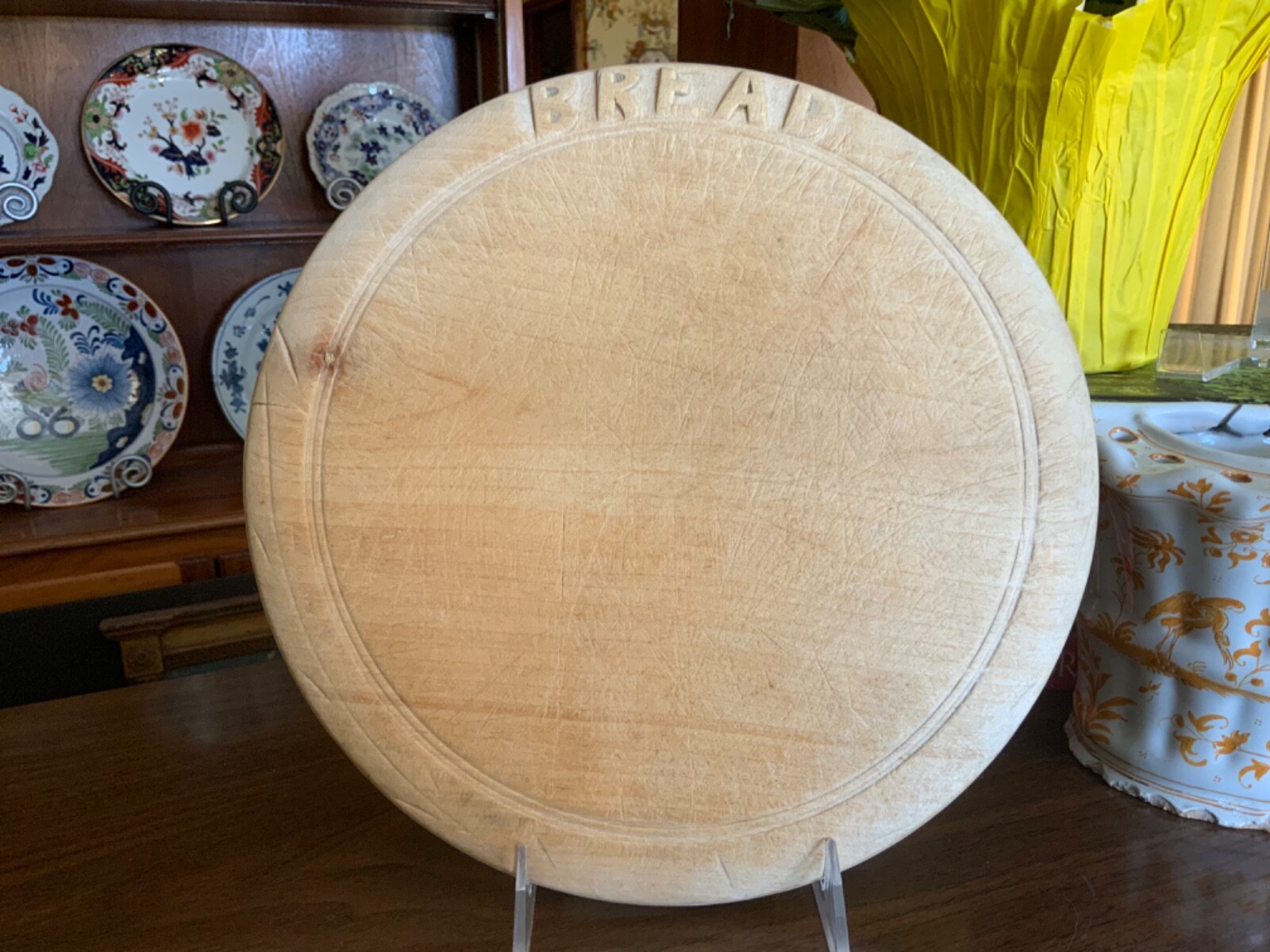 Circa 1900 English Victorian Carved Light Wood Bread Board