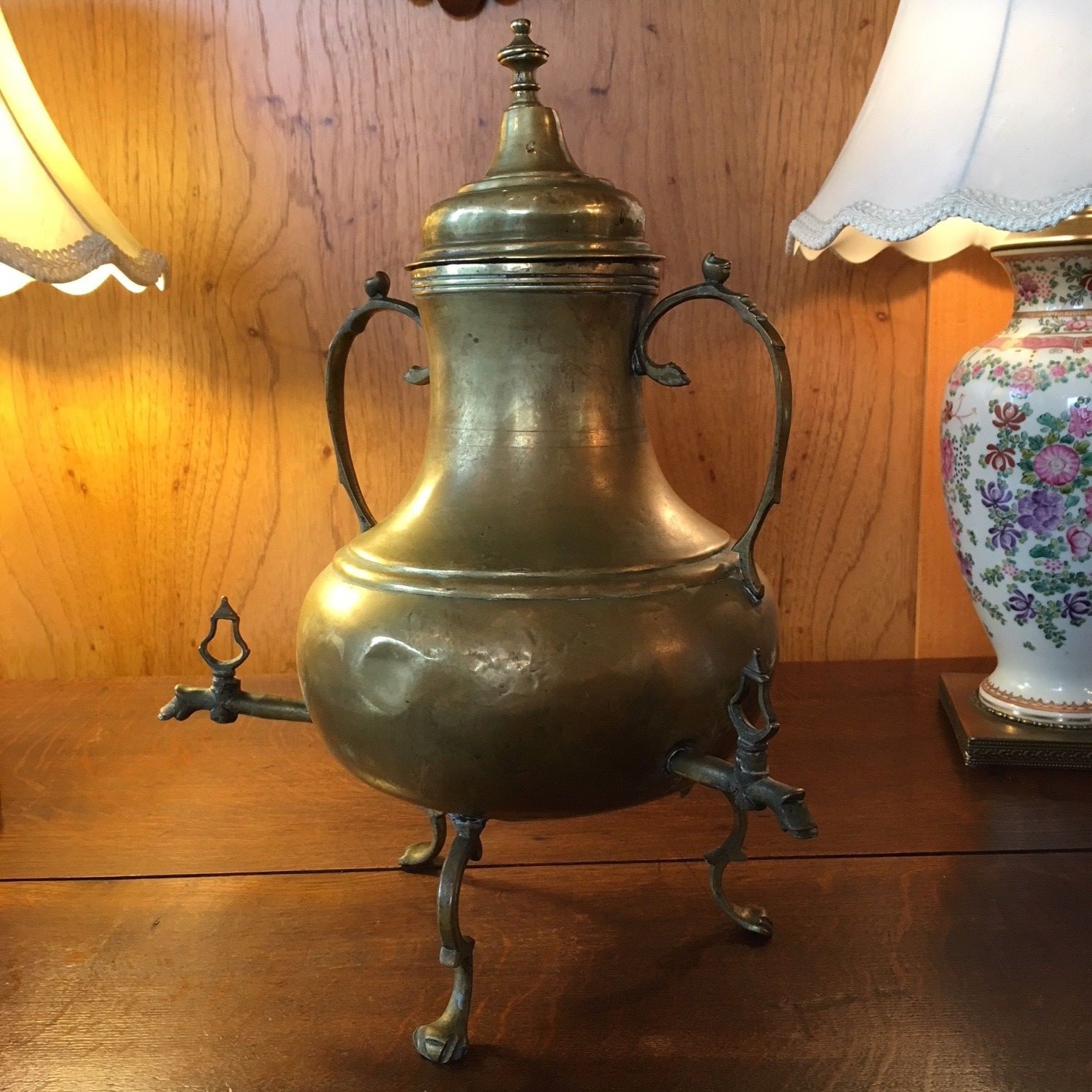 Antique 18th Century Dutch Brass Samovar Coffee Tea Hot Water Urn 16″ x 14″