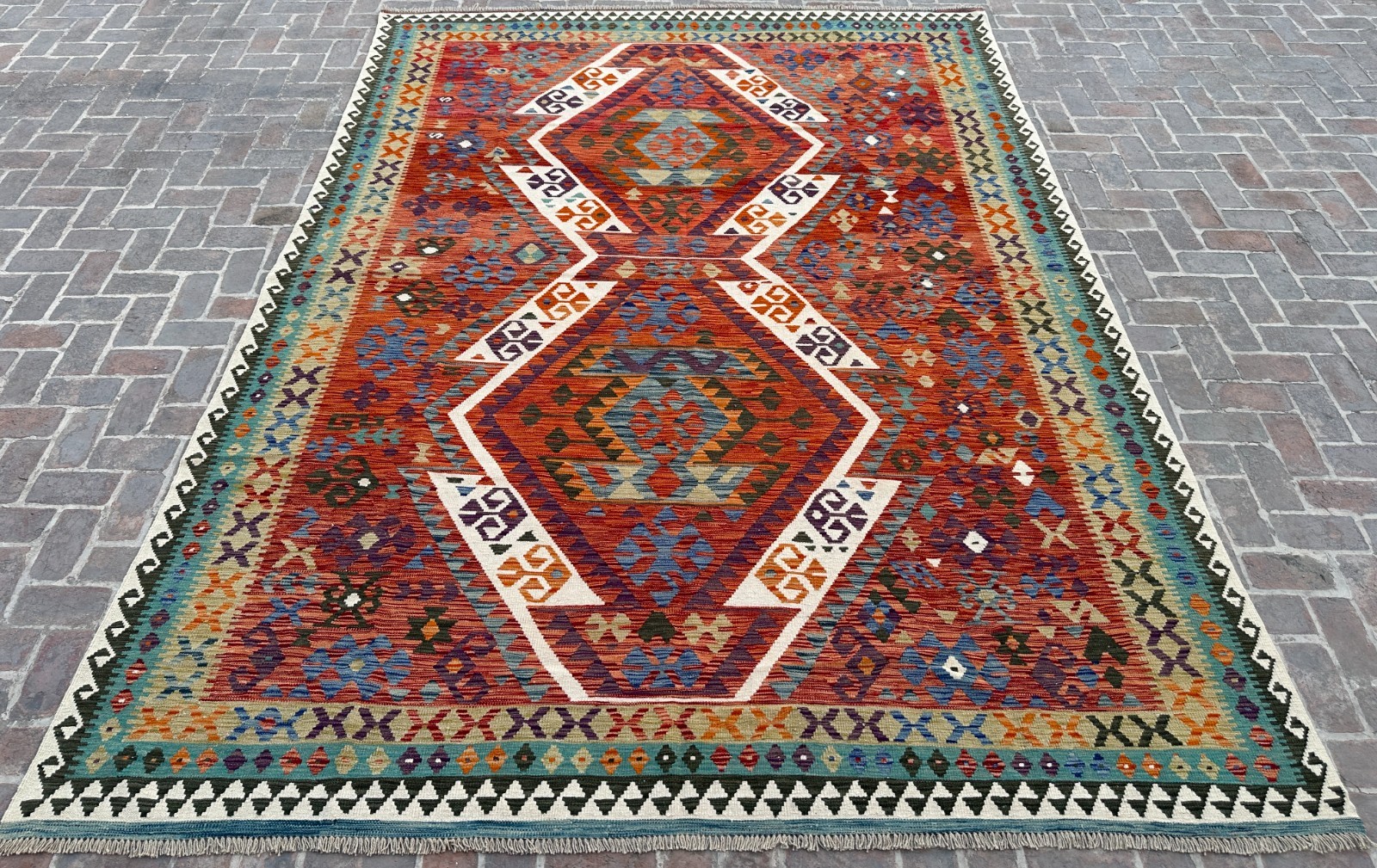 10×13 ft Geometric Afghan Large Turkish Oriental Handwoven Tribal Wool Area Rug