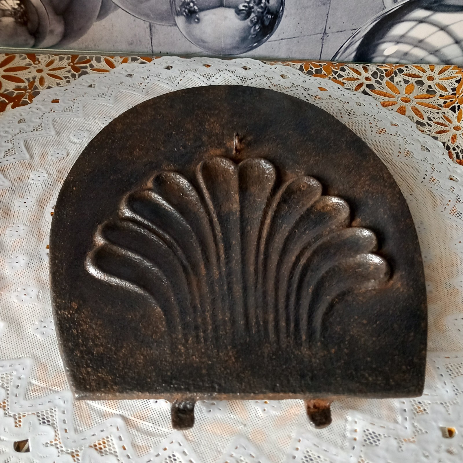 Antique Victorian Fireplace Cast Insert Cleaned Very Rare 27cm X 22.5cm