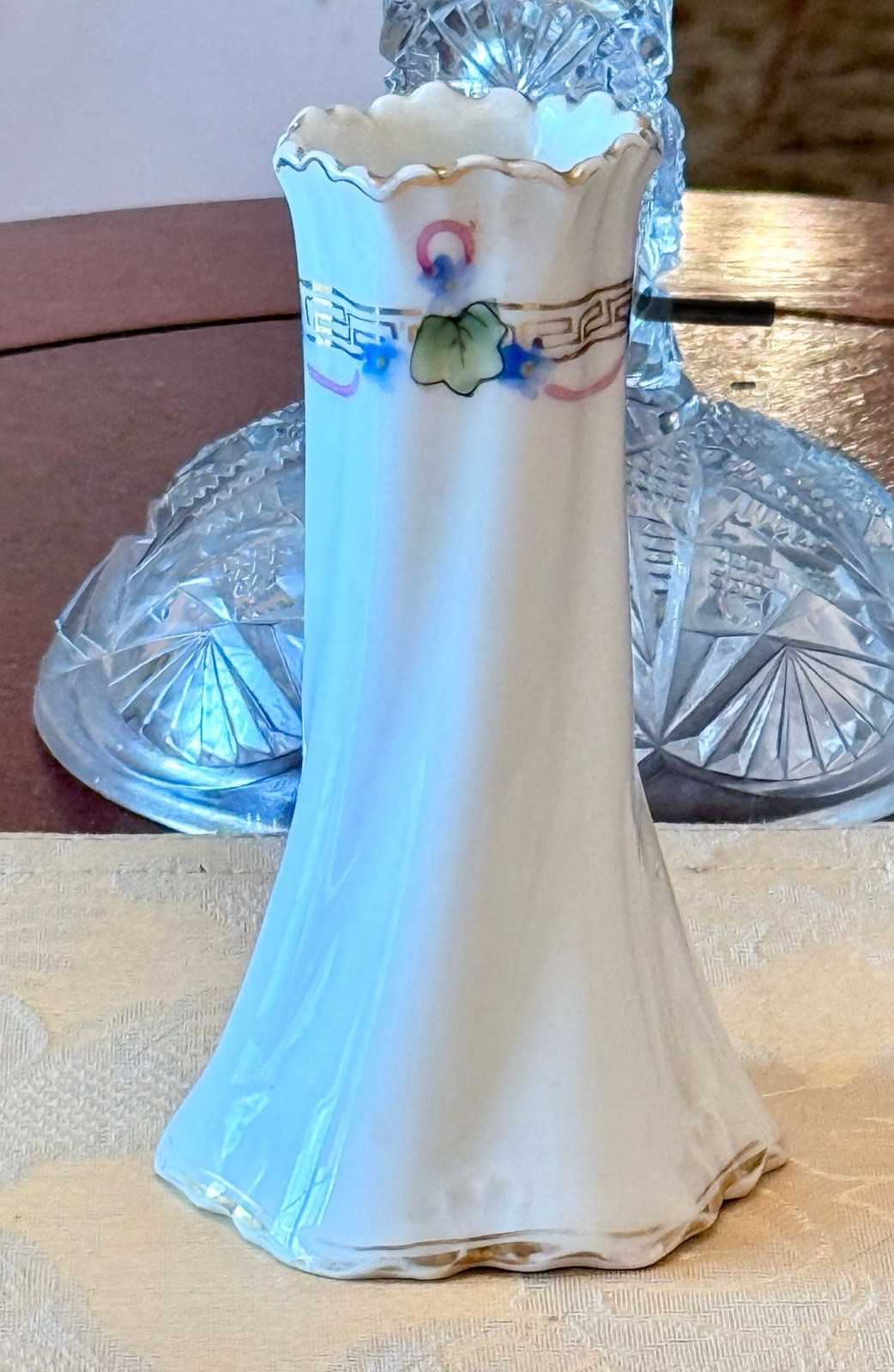 Nippon -Vase- Hand Painted Flower- Gold Trim-1900-1920s