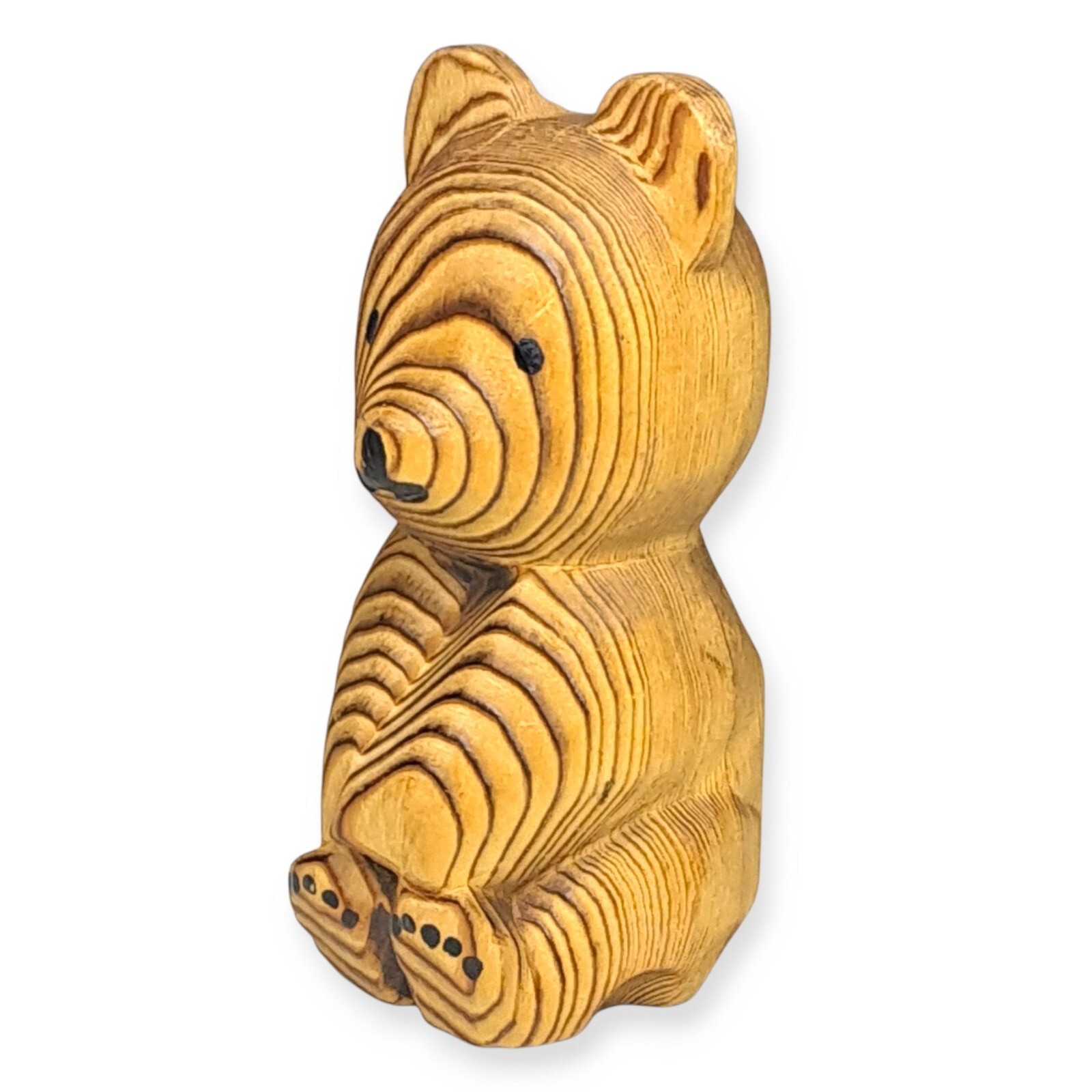 Japanese Kumabokko Wooden Doll Bear Ainu Hokkaido Hand Craft Carved Figure B63