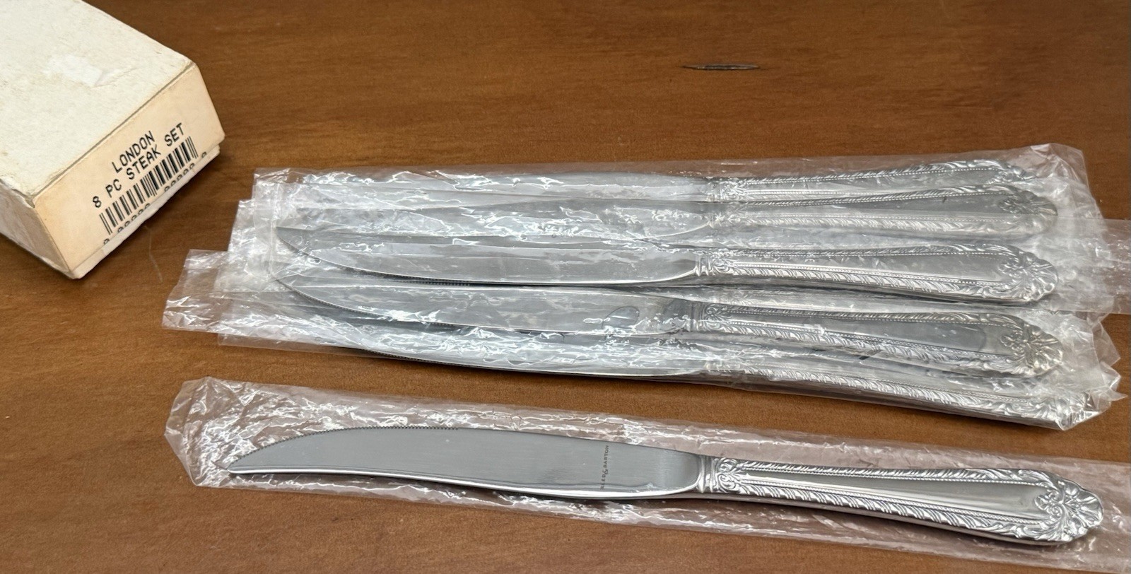 Set/8 Vintage Reed & Barton OLD LONDON Silverplate Dinner Steak Knife 8 5/8″ HTF