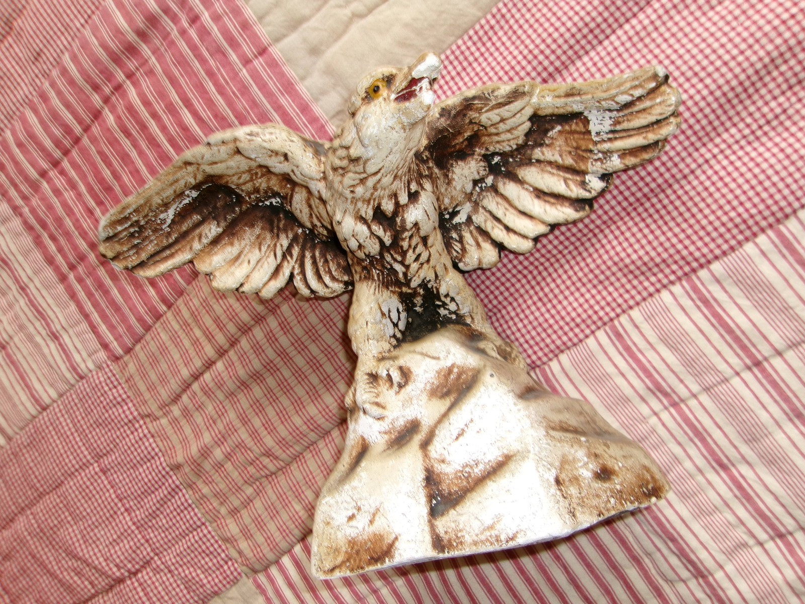 Antique Old American Eagle Statue~Patriotic~1800’s~Chalkware Plaster~Primitive
