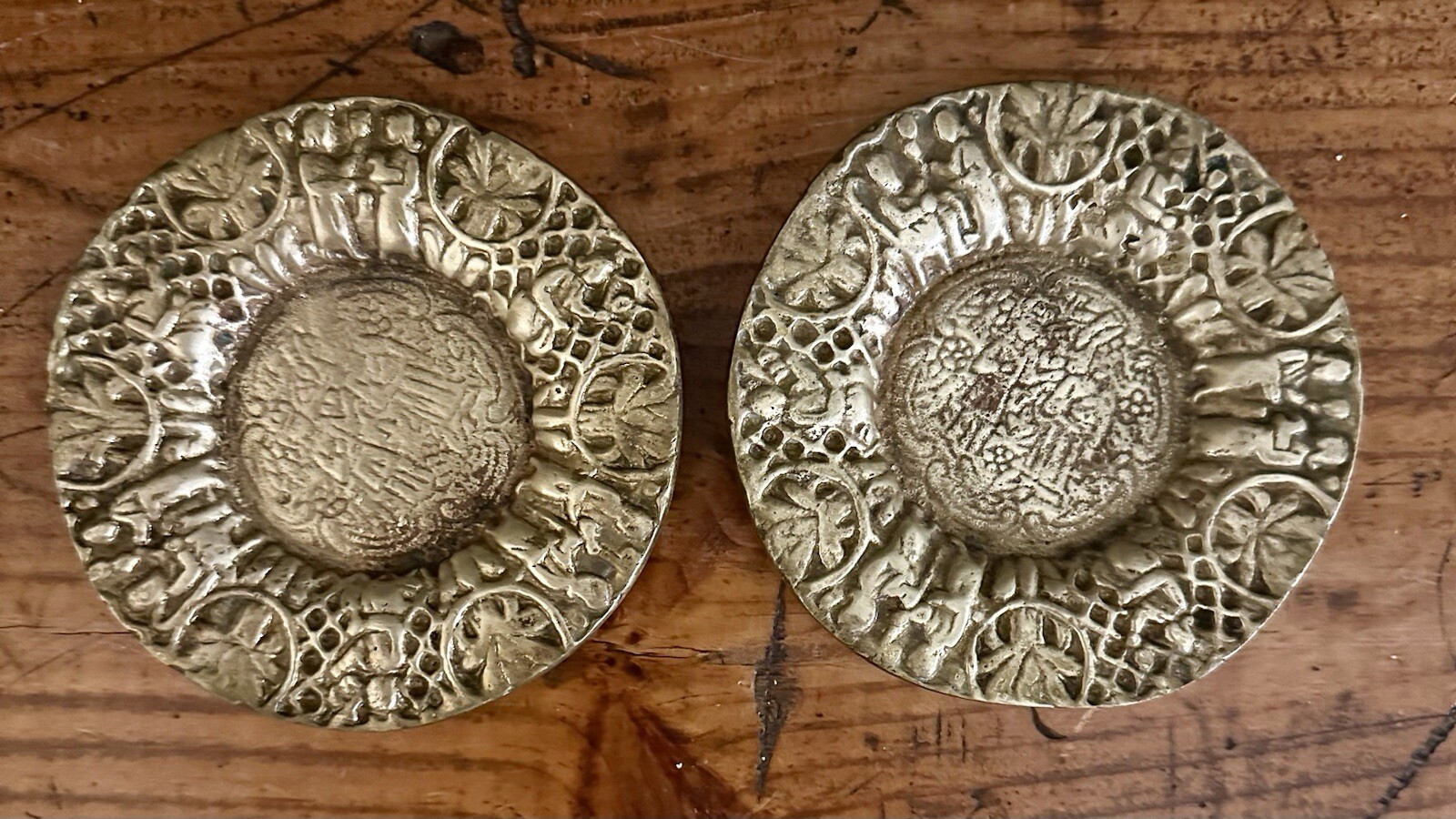 Antique Middle Eastern Folk Hand Made Brass Plate