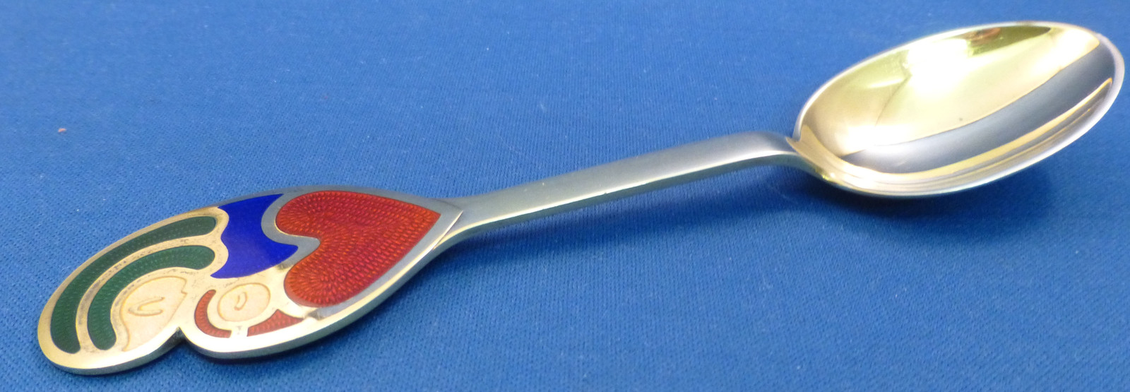 A.MICHELSEN DENMARK STERLING & ENAMELED COLLECTOR SPOON-CHRISTMAS 1968