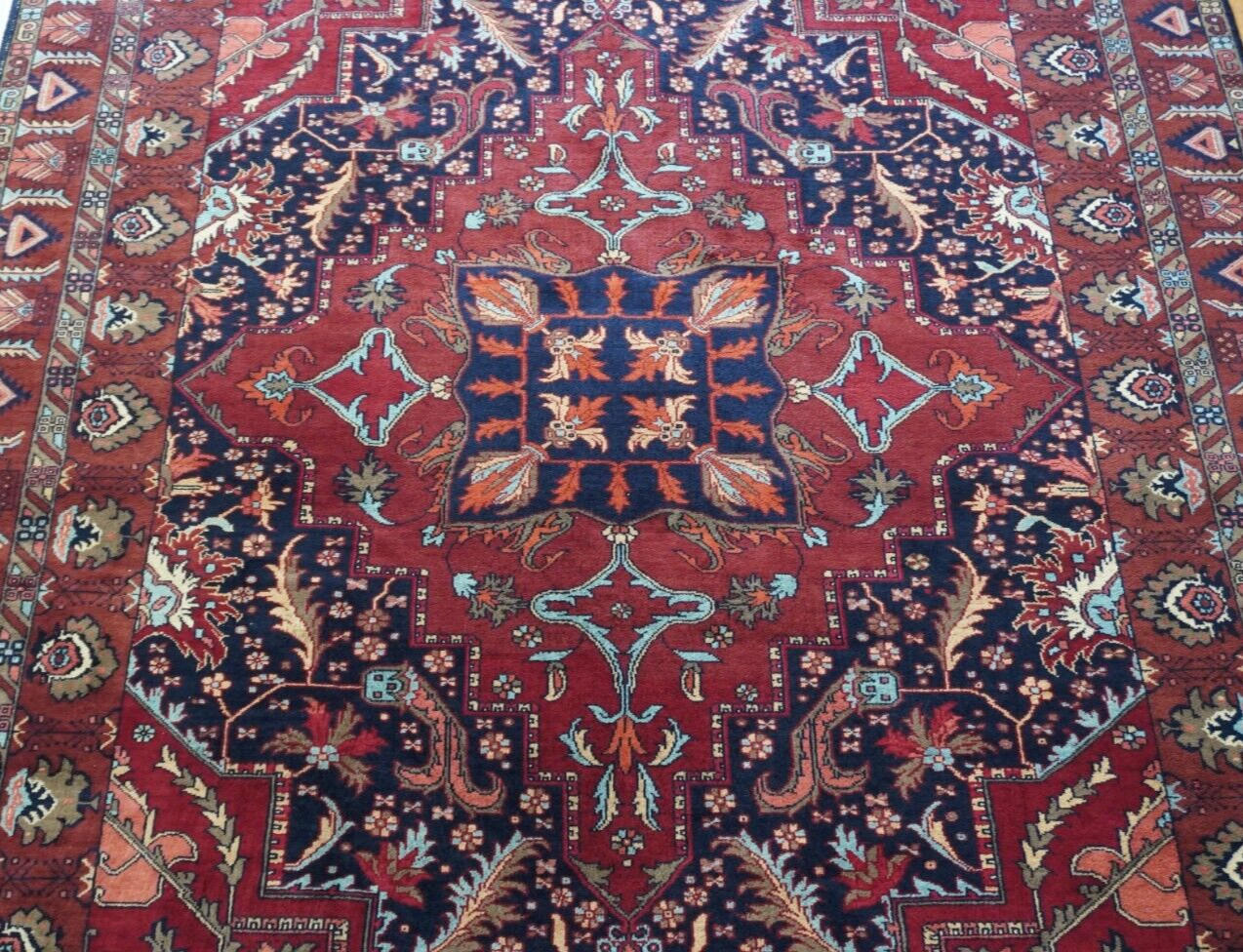 6’6″ X 10′ Afghan Herizz Hand Knotted Wool Oriental Rug Excellent