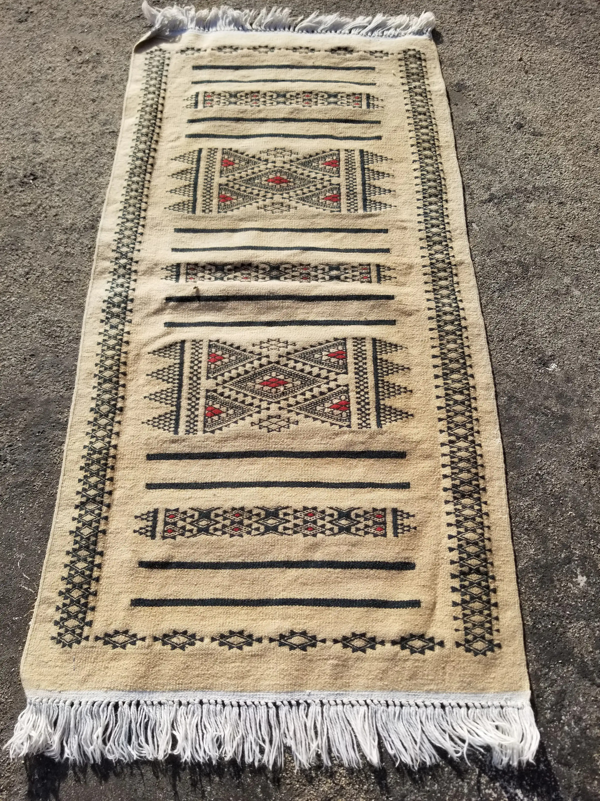 Vintage Traditional Handmade Moroccan Berber Wool Multicolor Kilim 2.8×1.3 ft
