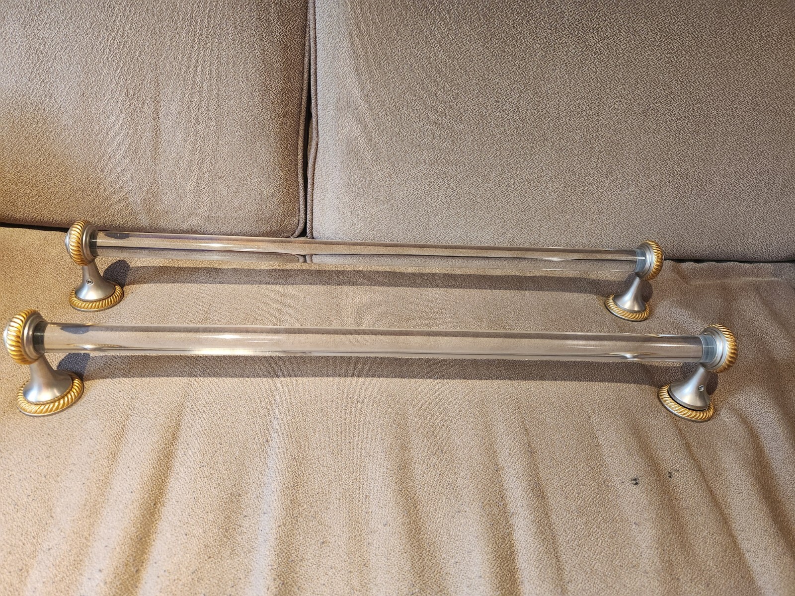 X 2 Vintage 25″ Acrylic And Metal Deco Towel Bar