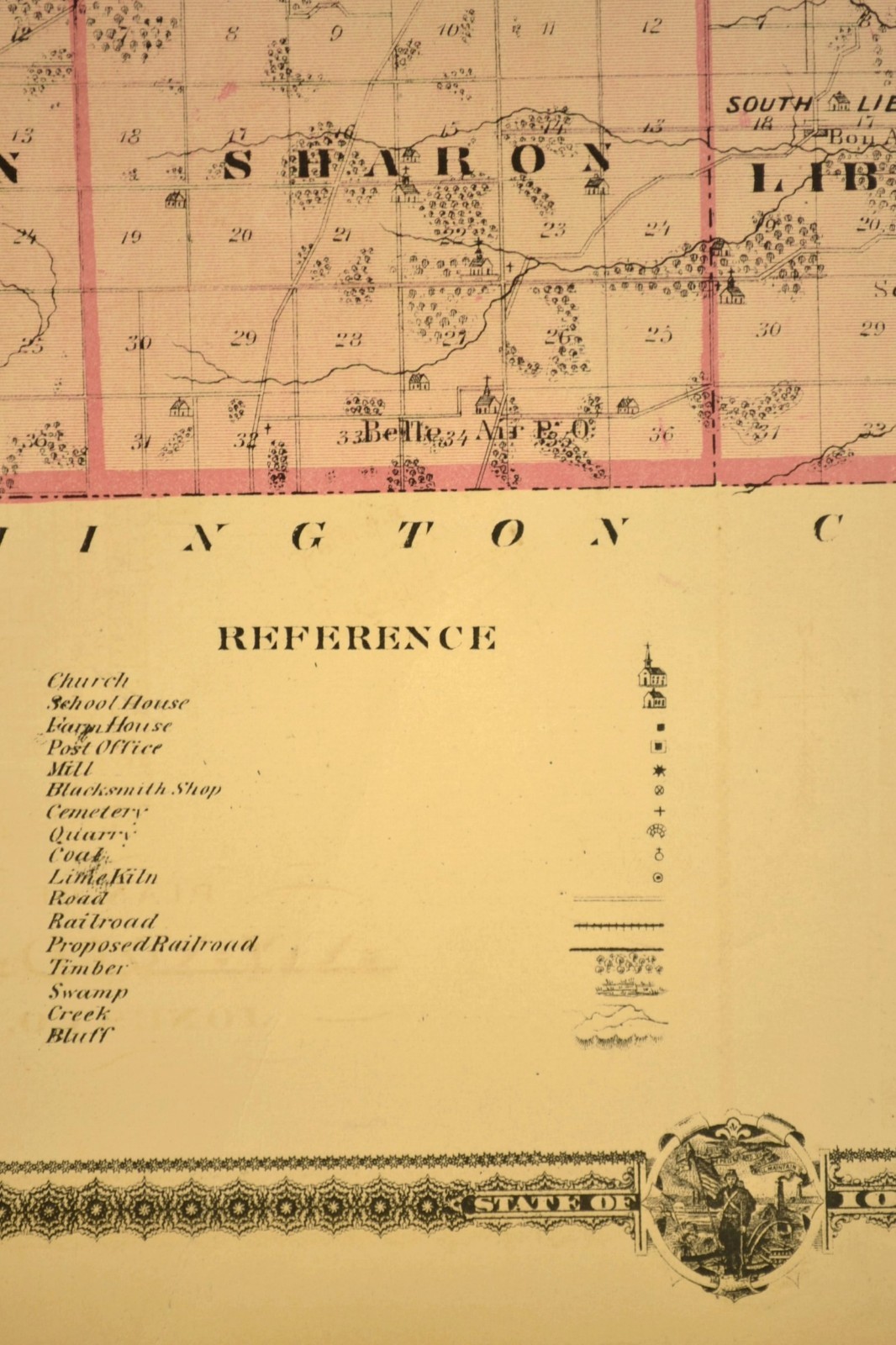 ca 1875 JOHNSON COUNTY Map Iowa City Coralville North Liberty Original Antique