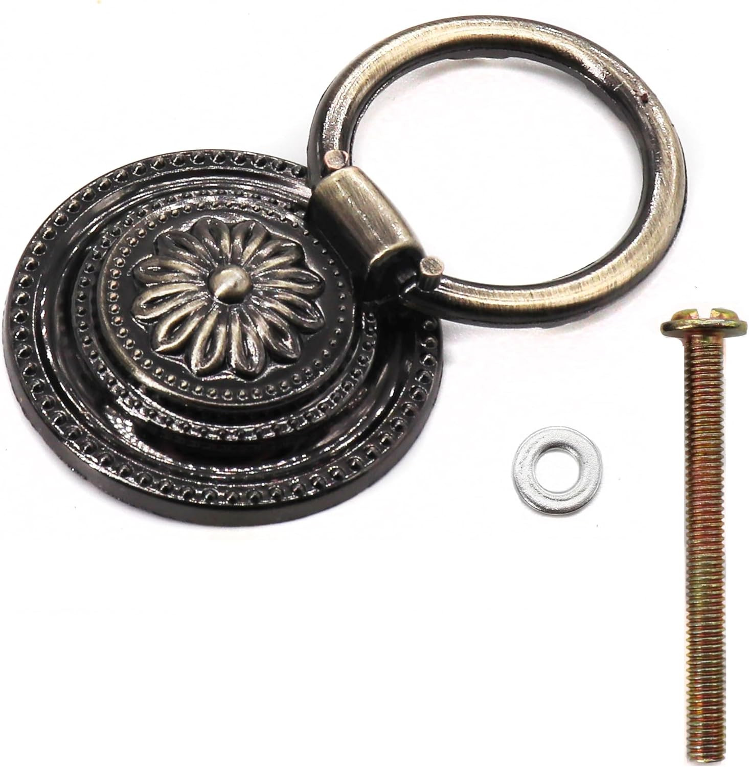 8 Pack Ring Drop Vintage Pulls for Cabinet Dresser Drawer Bookshelves Bronze Ton